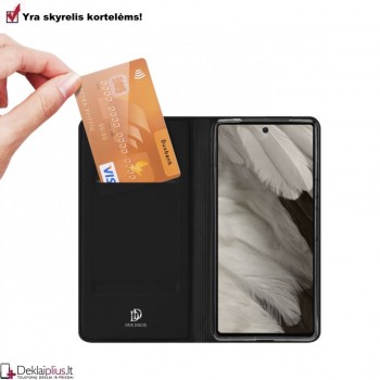 Dux Ducis Skin Pro dirbtinės odos dėklas - juodas (Google Pixel 7A)